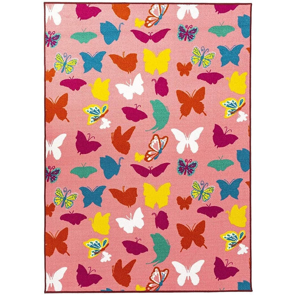 Pink Butterflies Kids Fun Play Mat Educational Reversible Rug 31