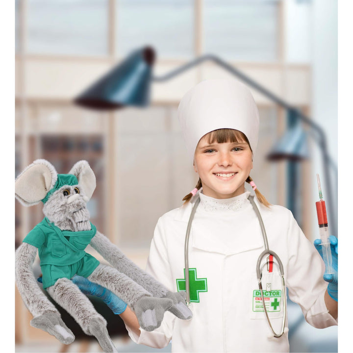 Long Arms Elephant Doctor Plush with Cute Scrub Uniform Cap 21