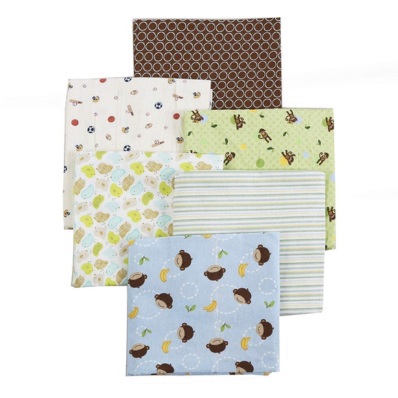 6-Pack Unisex Baby Cotton Flannel Receiving Blankets - N/a Multi Color Animal Print Neutral Animals Sports