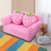 Kids Sofa Children Couch Armrest Chair with Strawberry Pillows Pink Modern Contemporary Wood