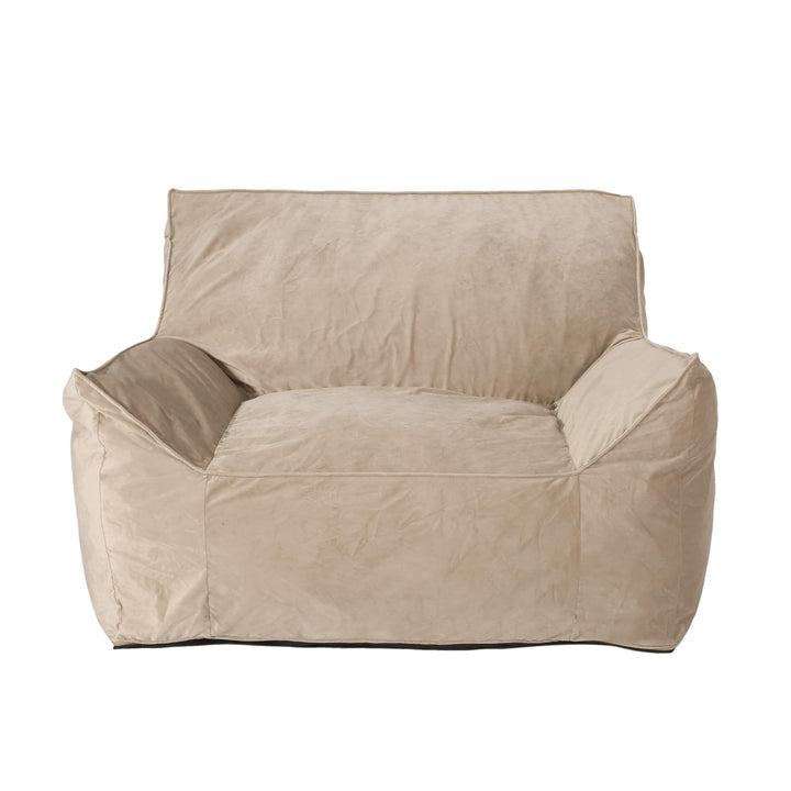 Bean Bag Chair with Armrests with Velvet Softness and Comfort Tan Modern Contemporary Handmade