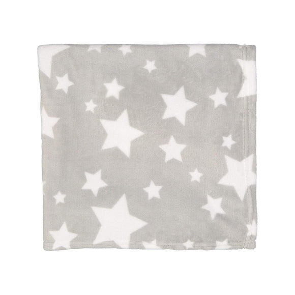 3 Stories Trading Co Plush Fleece Star Print Baby Blanket Grey