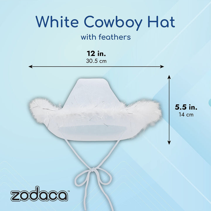 White Cowboy Hat With Feathers For Women Men Fluffy Halloween