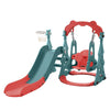 Toddler Swing Set with Slide and Basketball Hoop Red Floral Plastic