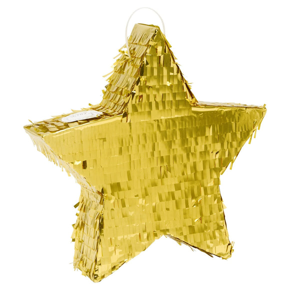 Small Gold Star Pinata for Twinkle Little Baby Shower Decorations Gender Reveal Supplies (13 X 3 in) Wood