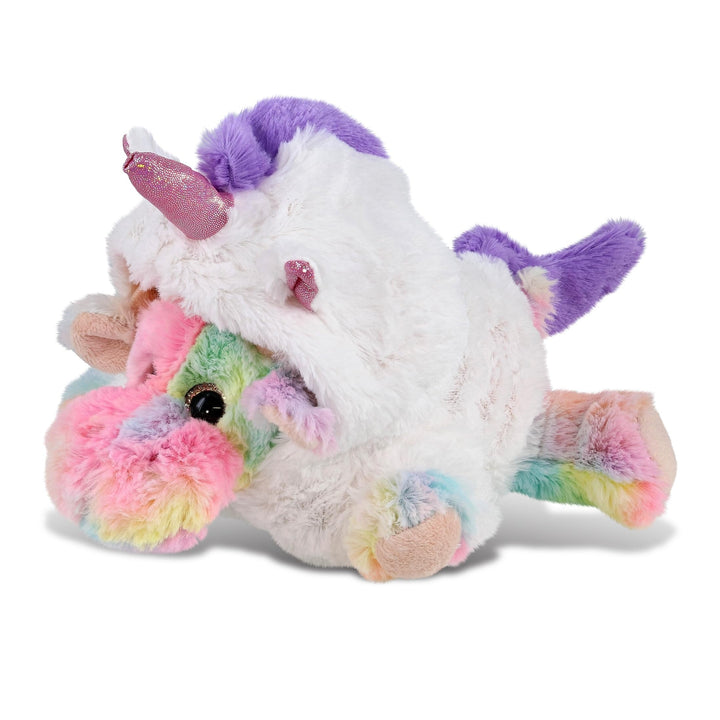 Rainbow Lying Moose Unicorn Stuffed Animal W/Outfit 9.5 Inches Multi Color Polyester