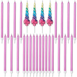 Rainbow Unicorn Horn Birthday Cake Candles Set Pink Wax