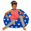 Posh Beanbags Bean Bag Chair, Large Machine Washable - Canvas White Stars on Blue