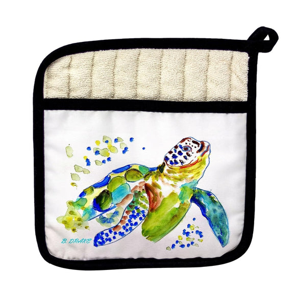 Baby Sea Turtle Pot Holder 9x9 Multi Color Synthetic Fiber