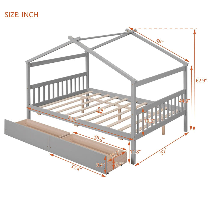 Bed Playhouse Design Full Size Kids Grey Mid-Century Modern