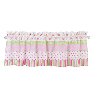 Olive Floral Window Valance for Kids Room 54" X 15" Pink Stripe Casual Cotton Lined