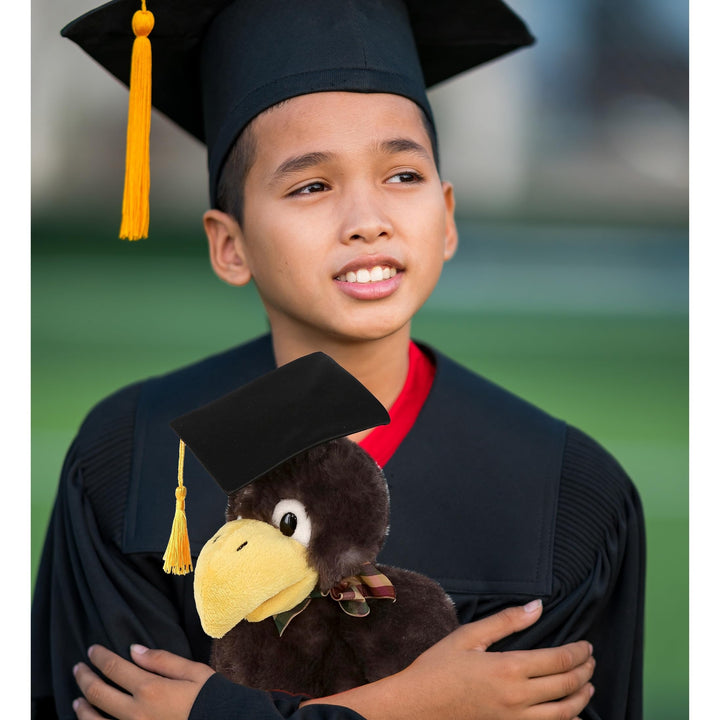 Sitting Crow Graduation Plush with Gown and Cap Tassel 9.5 Inches