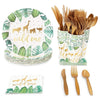 Serve 24 Wild One Safari Jungle Animal Baby Birthday Party Supplies Plate Napkin Green Casual Round Plastic Over 60 Piece