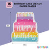 Birthday Cake Die-cut Paper Plates (15 X 13 In 24 Pack) Multi Color