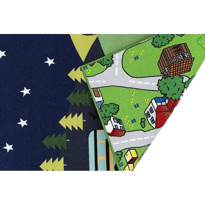 Green Grey Roads Kids Fun Play Mat Reversible Area Rug 31" X 58" X