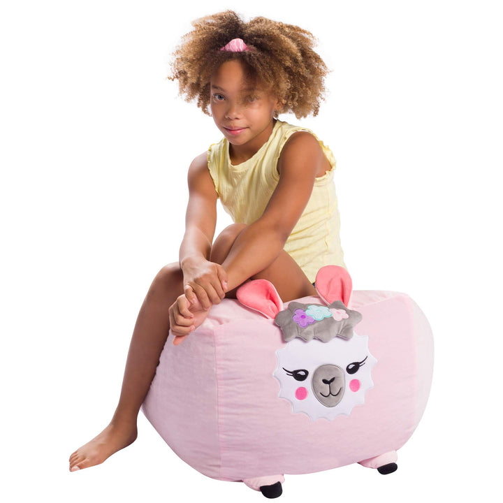 Stuffed Animal Storage Bean Bag Chair Cover only for Kids, Toy Holder