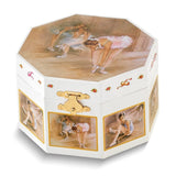 Childrens Ballet Themed Graphic Wrap Mirror Twirling Ballerina Octagonal Music Box (Plays Swan Lake) Cream Traditional Metal