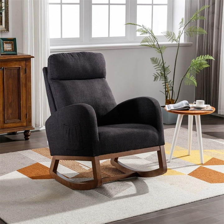 Modern Comfortable Nursery Rocking Chair for Living Room Black