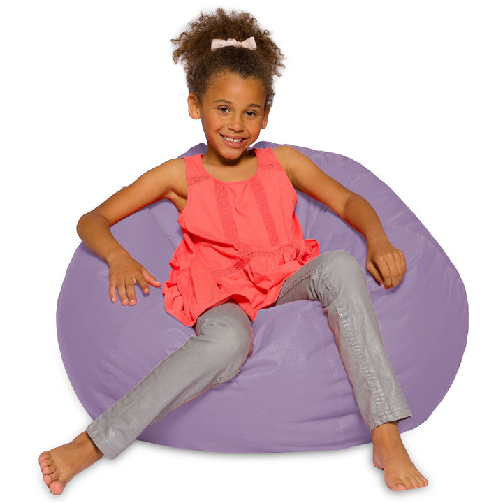 Big Comfy Bean Bag Chair: Posh Large Beanbag Chairs with Removable Cover for Kids, Teens and Adults - Polyester Cloth Puff Sack Lounger Furniture for All Ages - 38in Large Bean Bag - Heather Lavender