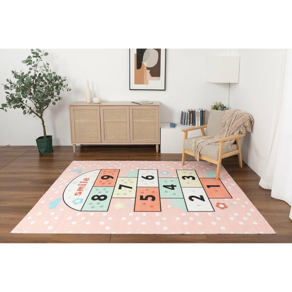 Kids Collection Pink Playful Numbers Design Rug 5'x'7' 5