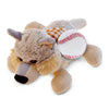 Soft Lying Wolf Stuffed Animal with Baseball Plush 9 Inches Beige Grey Polyester