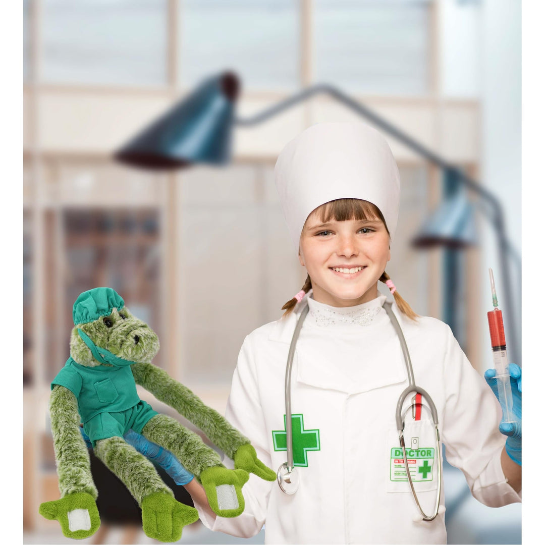 Long Arms Alligator Doctor Plush Toy with Scrub Uniform Cap 21