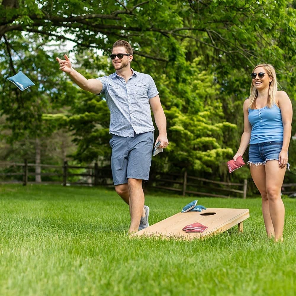 State Beavers Cornhole Board Set Herringbone