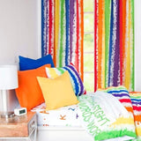 Multi Brainwaves Rainbow Stripe Window Curtain 84 Inches Blue