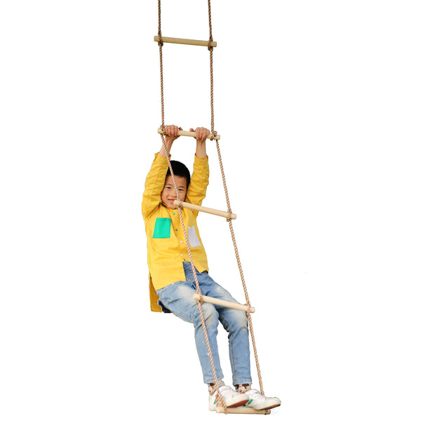 5 Step Climbing Wooden Rope Ladder Wood