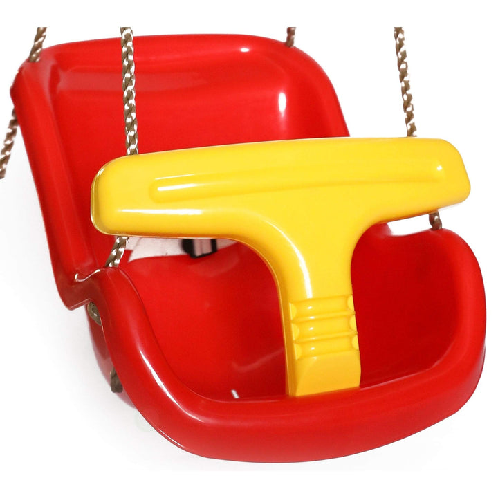 Red Plastic Baby and Toddler Swing Seat with Hanging Ropes