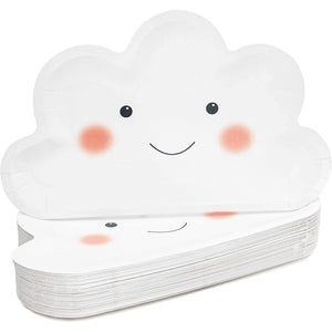 Cloud Party Plates For Baby Shower Or Birthday (6.4 X 10 In White 48 Pk) Solid Casual Rectangle Wood