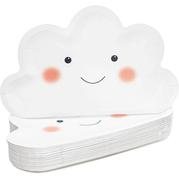 Cloud Party Plates For Baby Shower Or Birthday (6.4 X 10 In White 48 Pk) Solid Casual Rectangle Wood