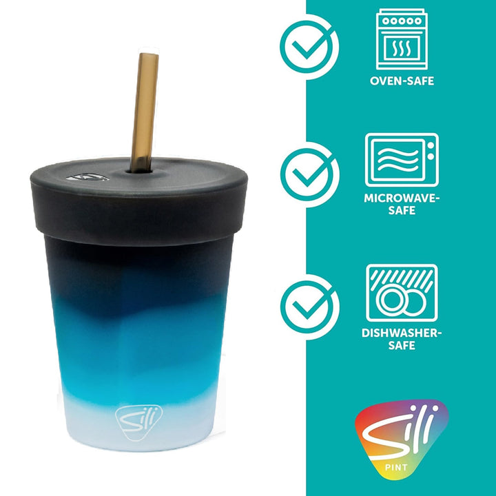 Silipint: Silicone Kids 8oz Straw Tumblers: 2 Pack - Moon Beam &