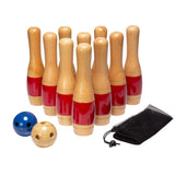 11 Inch Wooden Lawn Bowling Set - Red Inches Girls