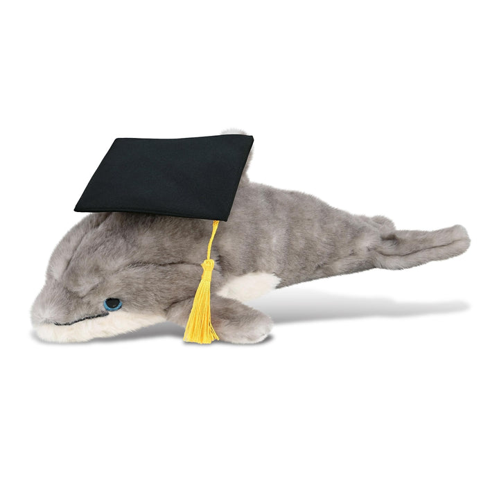 Grey Dolphin Graduation Plush Toy with Cap Tassel 12.5 Inches Polyester