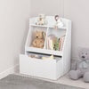 Kids Bookshelf with Drawer and Wheels White Modern Contemporary