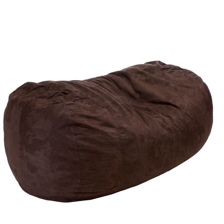 Comfortable Cylindrical Suede Bean Bag with Microfiber Brown Modern Contemporary Handmade