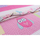 Kids Girls Owl Theme Quilt Set Adorable Animal Print