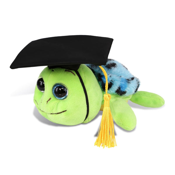 Blue Shell Sea Turtle Graduation Plush with Cap 6 Inches Black Green Polyester