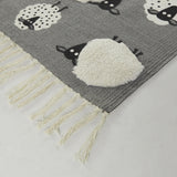 Wooly Kids Sheep Area Rug 5'3" X 7' Black Grey White Animal Novelty