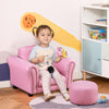 Kids Sofa Set with Footstool Upholstered Armchair for Pink Modern