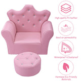 Kids Sofa PVC Leather Princess with Embedded Crystal Pink Modern