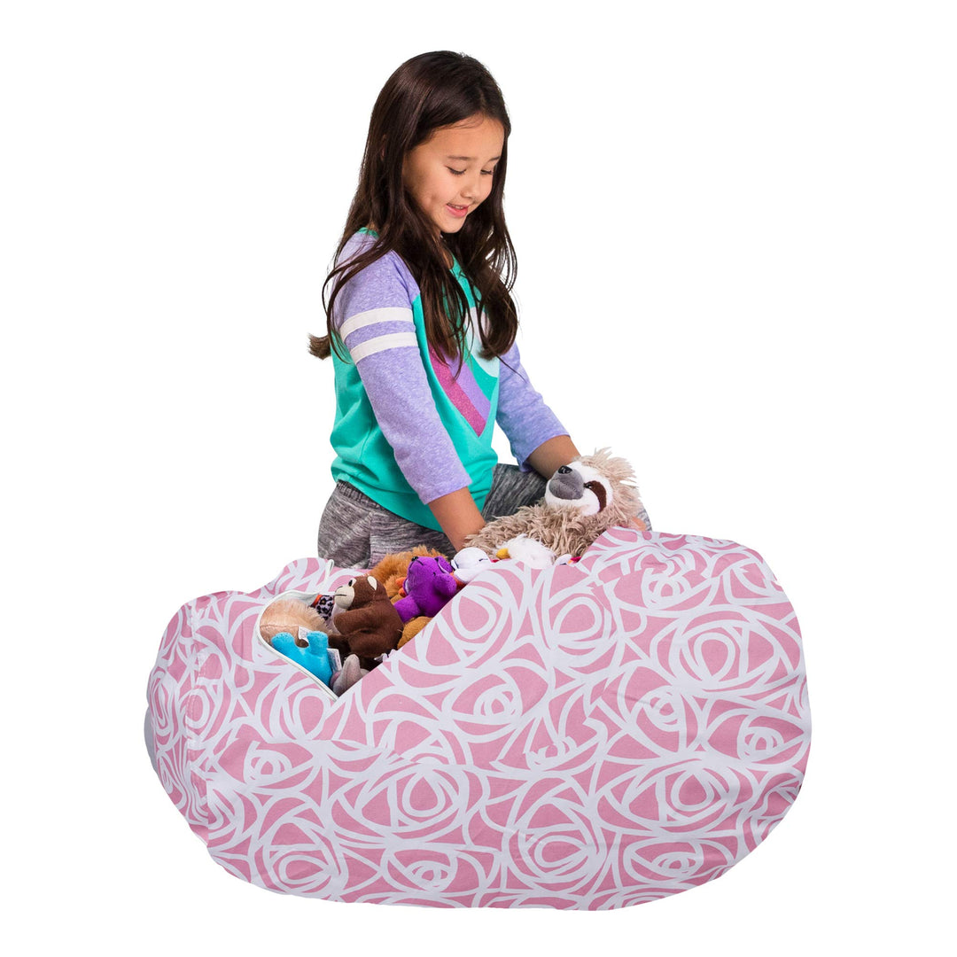 Posh Creations Kids Stuffed Animal Storage Bean Bag Chair Cover