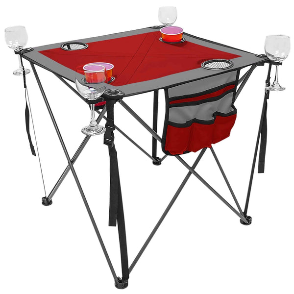 Folding Wine Table Burgundy/Gray Red