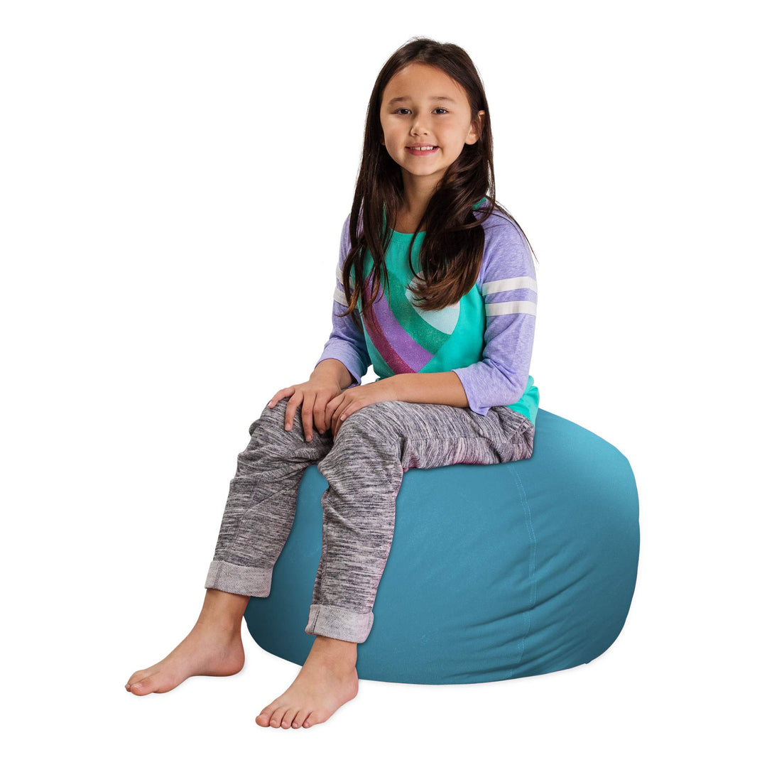 Posh Stuffable Kids Stuffed Animal Storage Bean Bag Chair Cover - Childrens Toy Organizer, Medium 27" - Heather Teal