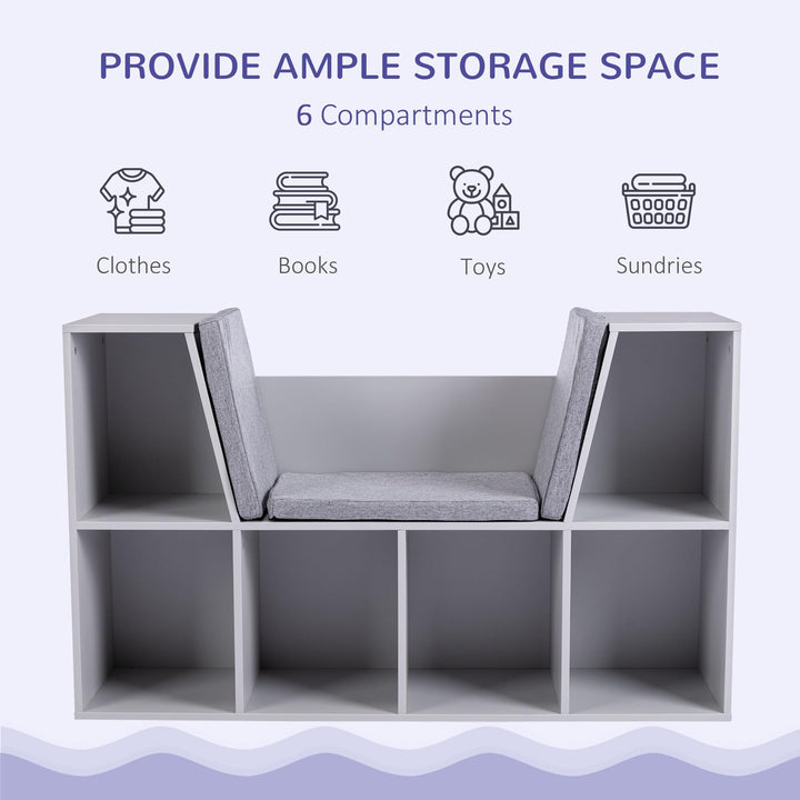 Modern Multi-Purpose Storage Organizer 6-Cubby Kids Bookcase with