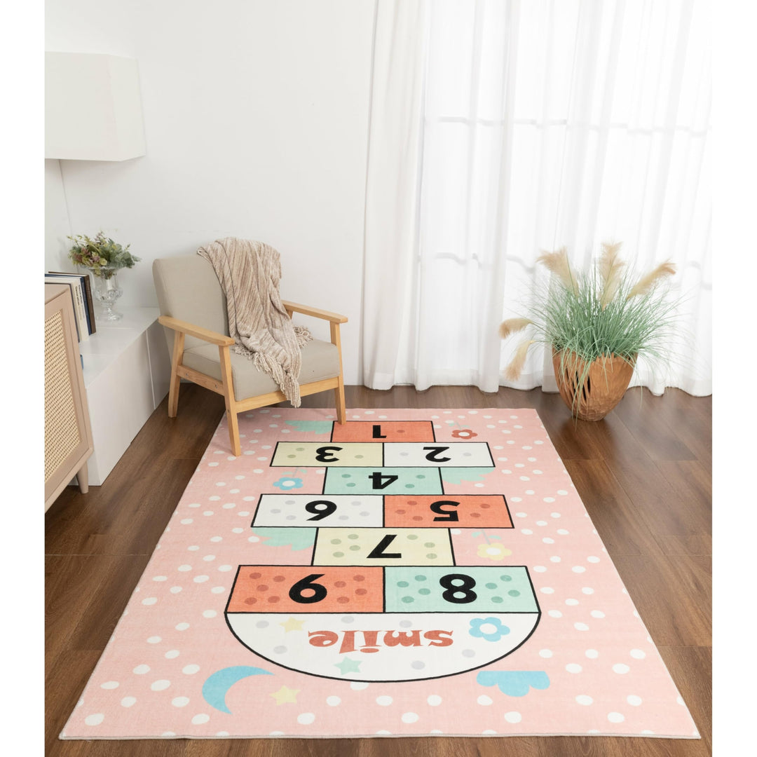 Kids Collection Pink Playful Numbers Design Rug 5'x'7' 5" X 7" Graphic