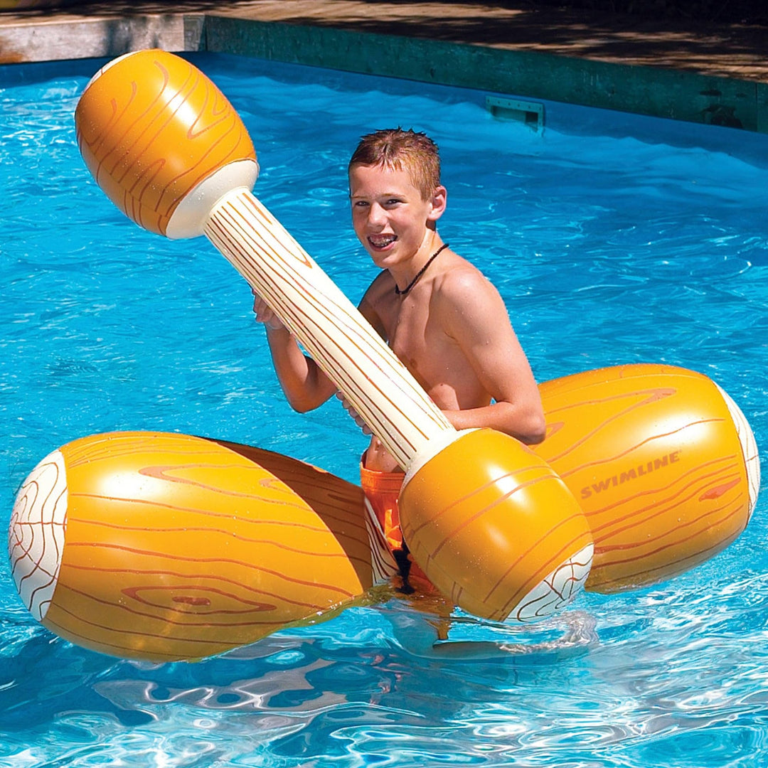 54" Brown and White Inflatable Swimming Pool Log Set Synthetic