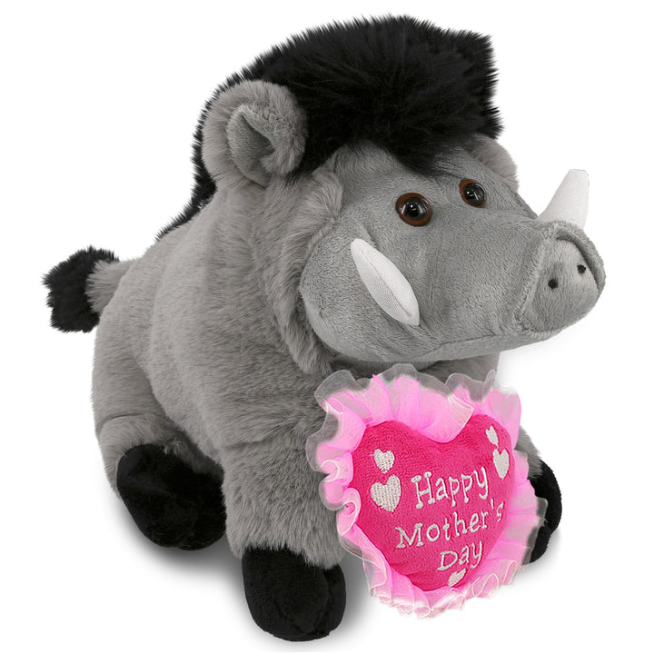 Plush Grey with Pink Heart 7.5 Inches Black Polyester