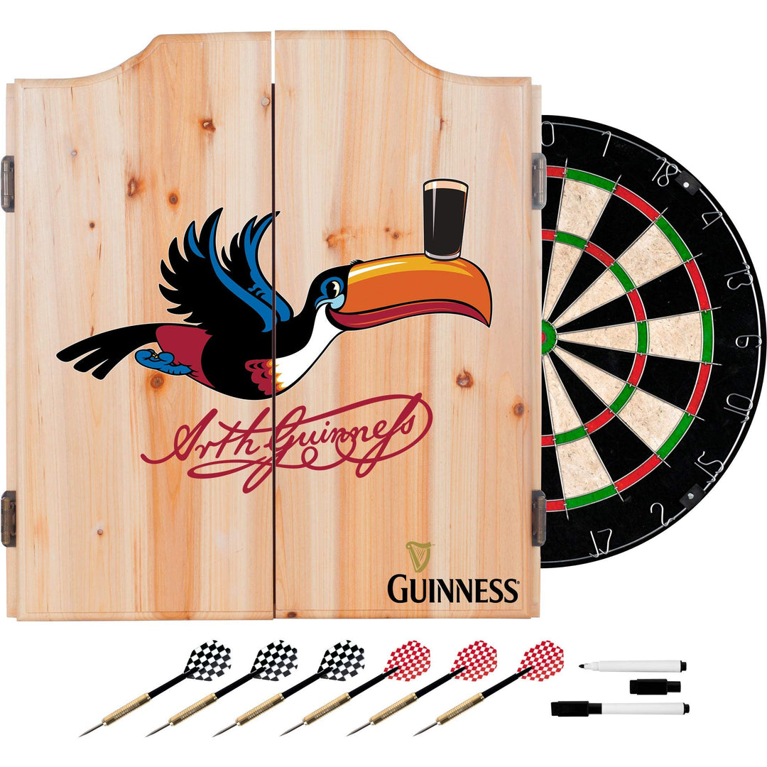 Cabinet Set with Darts and Board Black Blue Green Red White Wood